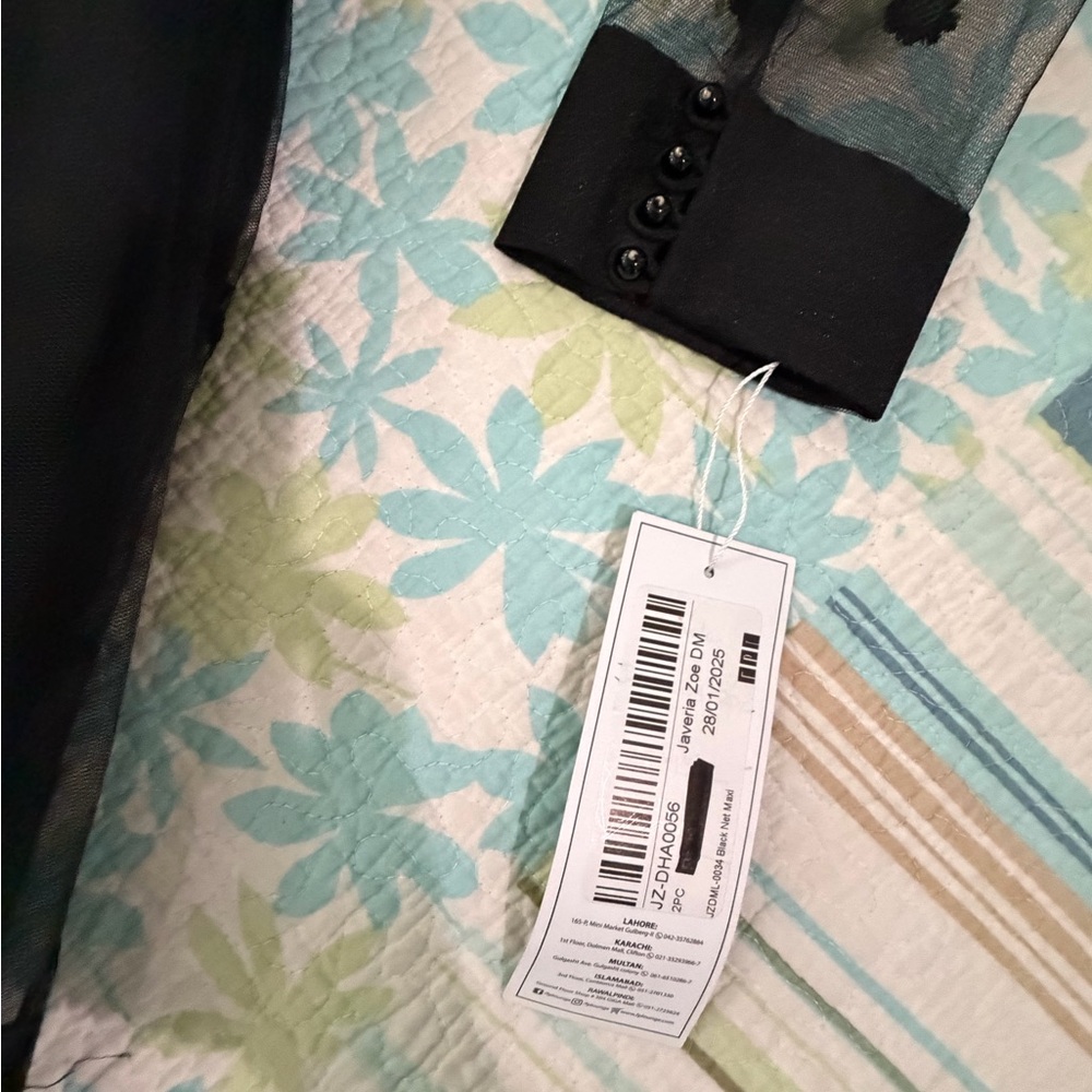 Pakistani Designer Black Dress Gown with Gold Accents - Picture 13 of 16